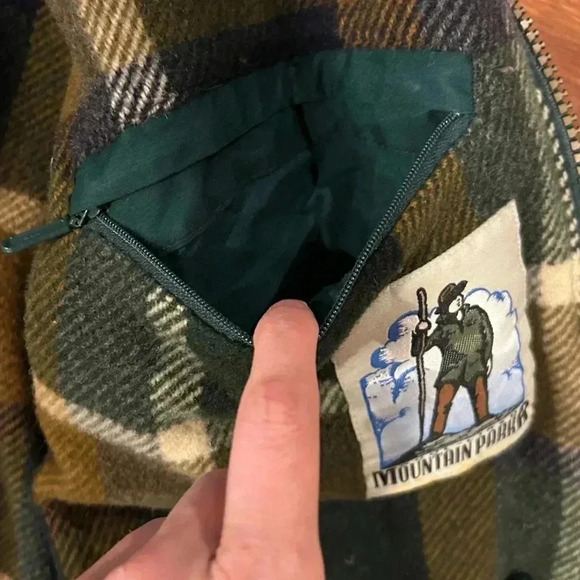 Vintage Eddie Bauer Men Green Plaid Wool Lined Coat Mountain Parka Jacket Large - Picture 7 of 11